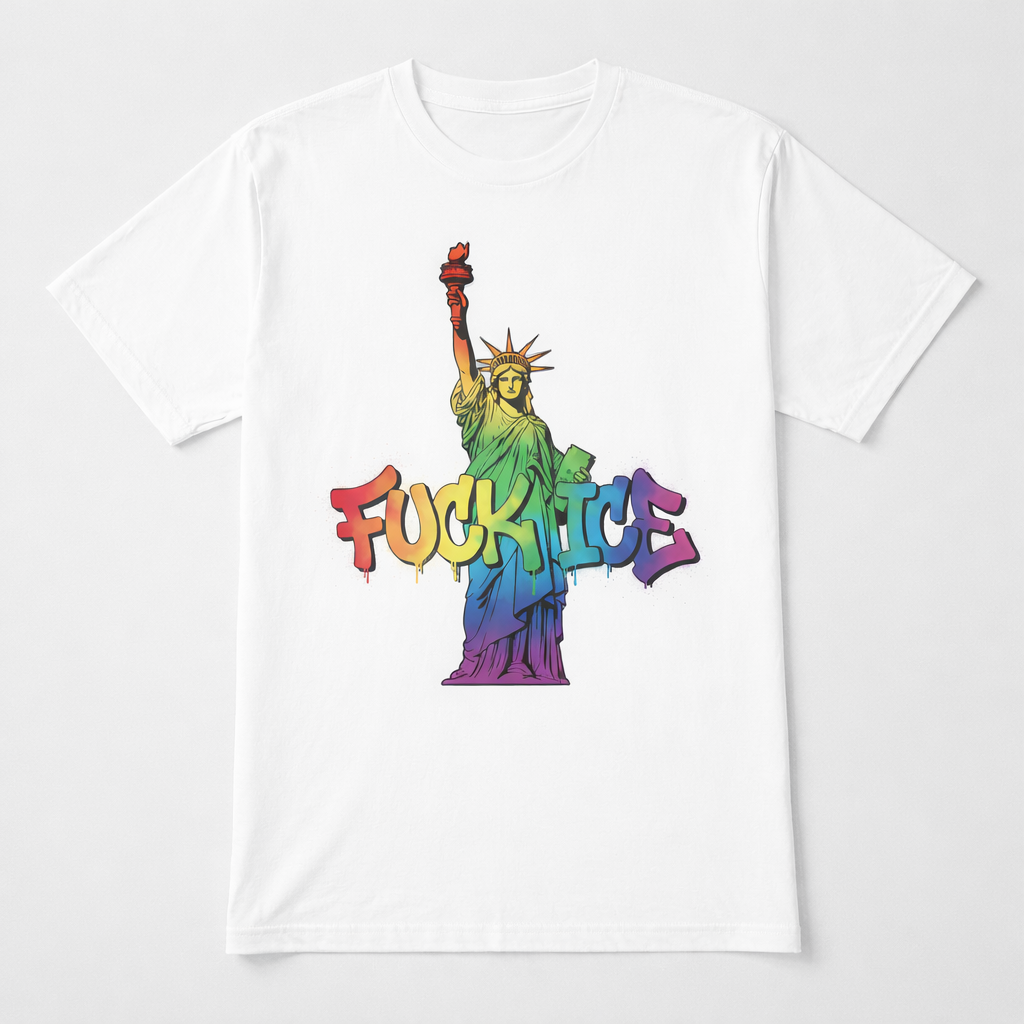 ANTI-ICE "RAINBOW STATUE OF LIBIRTY F*** ICE" T SHIRT